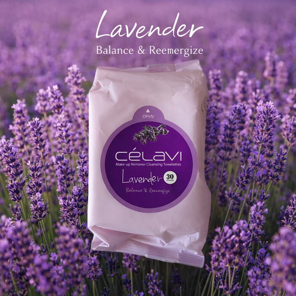Celavi Lavender Make-Up Remover Wipes NEW